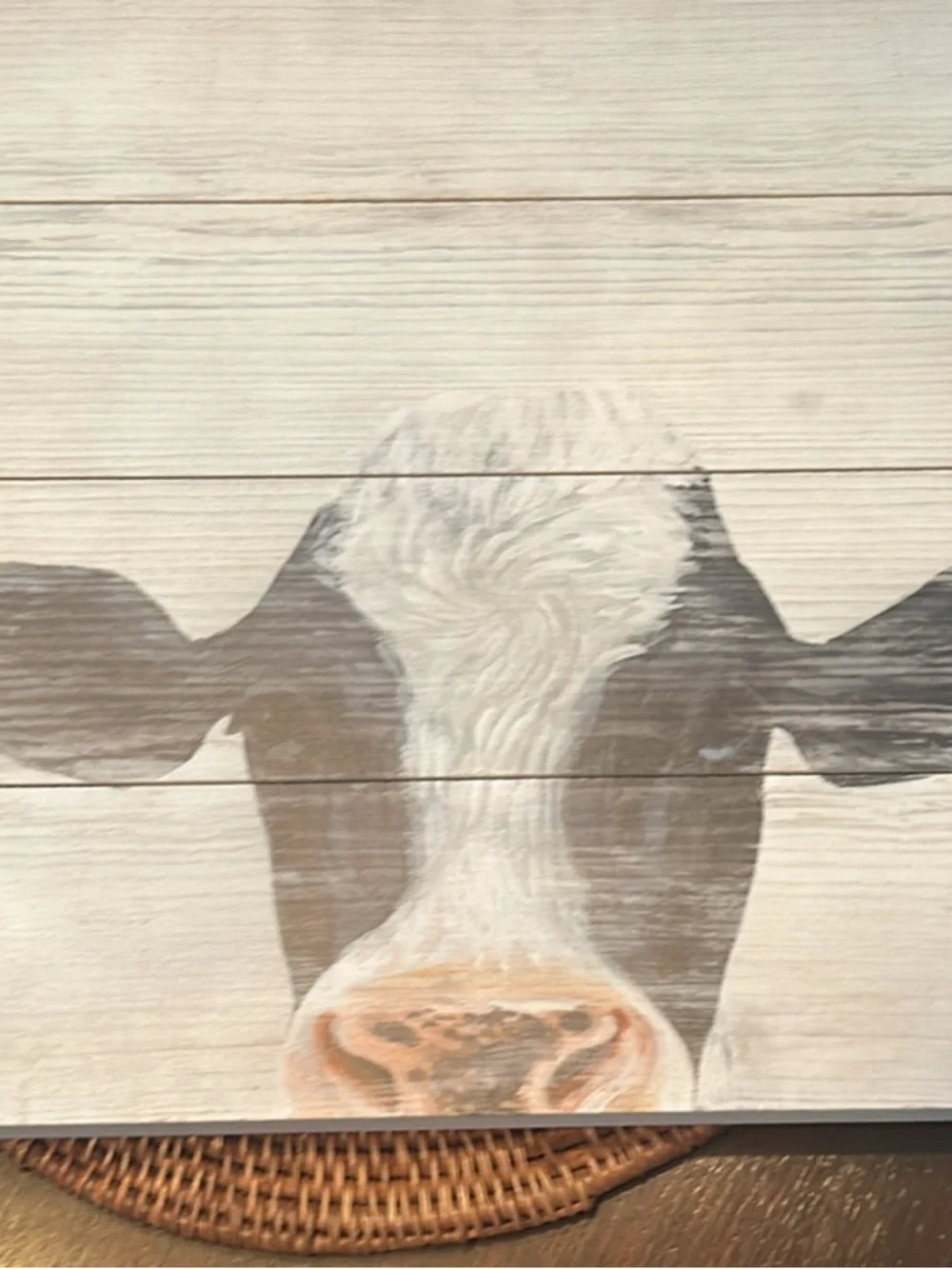 Rustic Black & White Cow Head Wall Art - Home Wall Decor 15 1/2 by 15 1/2 in